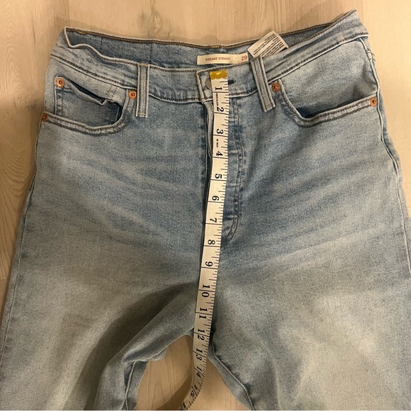 LEVI'S Ribcage Straight Ankle Jeans in Solid light Wash Button Fly Size 29 - Picture 7 of 7